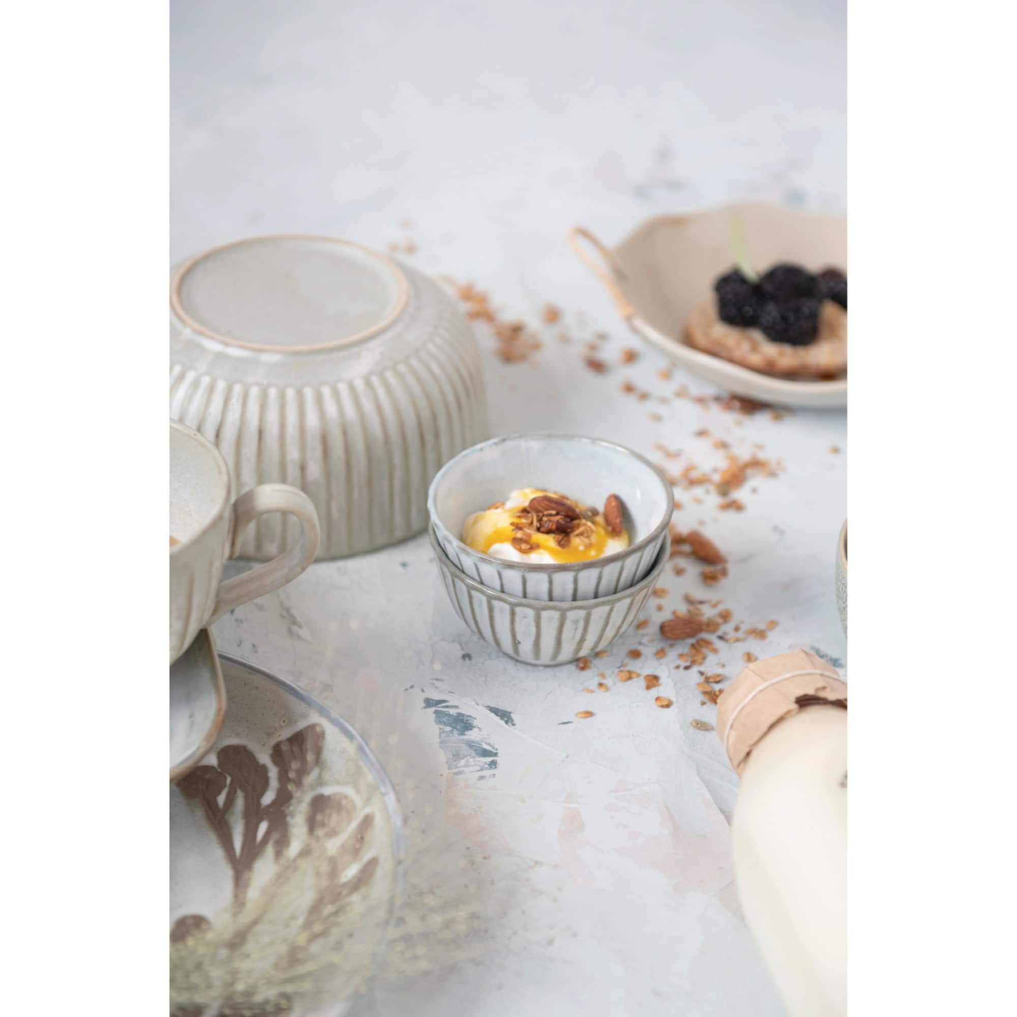 Hello Honey® 4" Reactive Glaze Stoneware Pleated Bowl Set